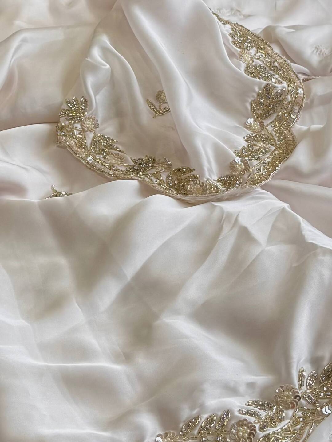 Off White Georgette Silk Saree