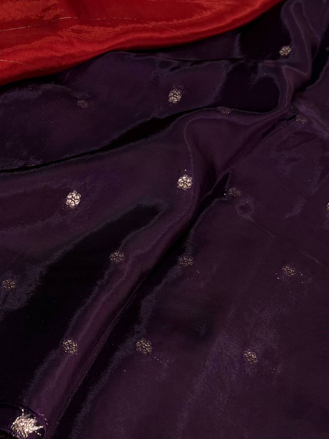 Cherry Red Banaras Chiffon Silk Saree