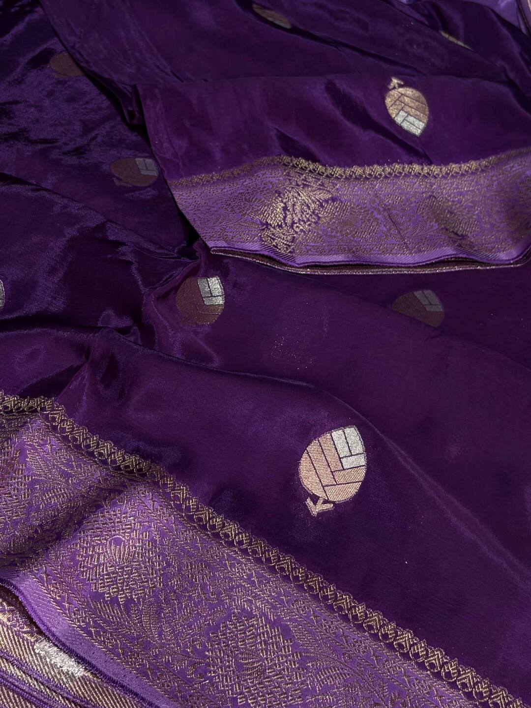 Royal Purple Banaras Chiffon Silk Saree