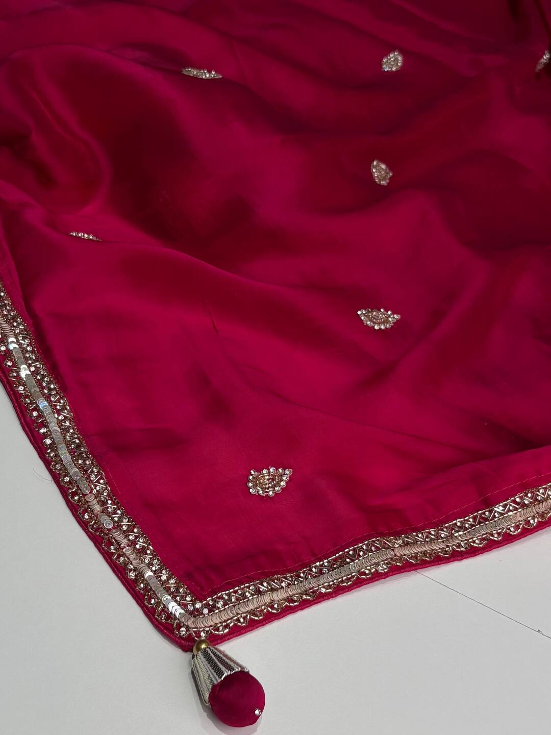 Hot Pink Georgette Saree