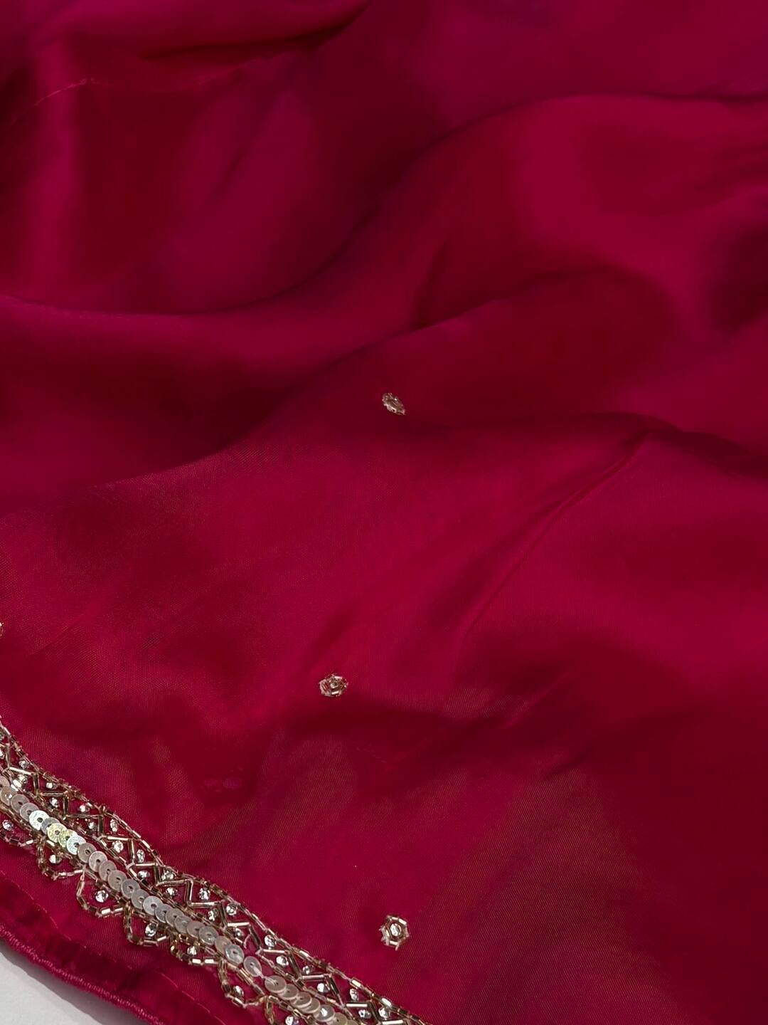 Hot Pink Georgette Saree