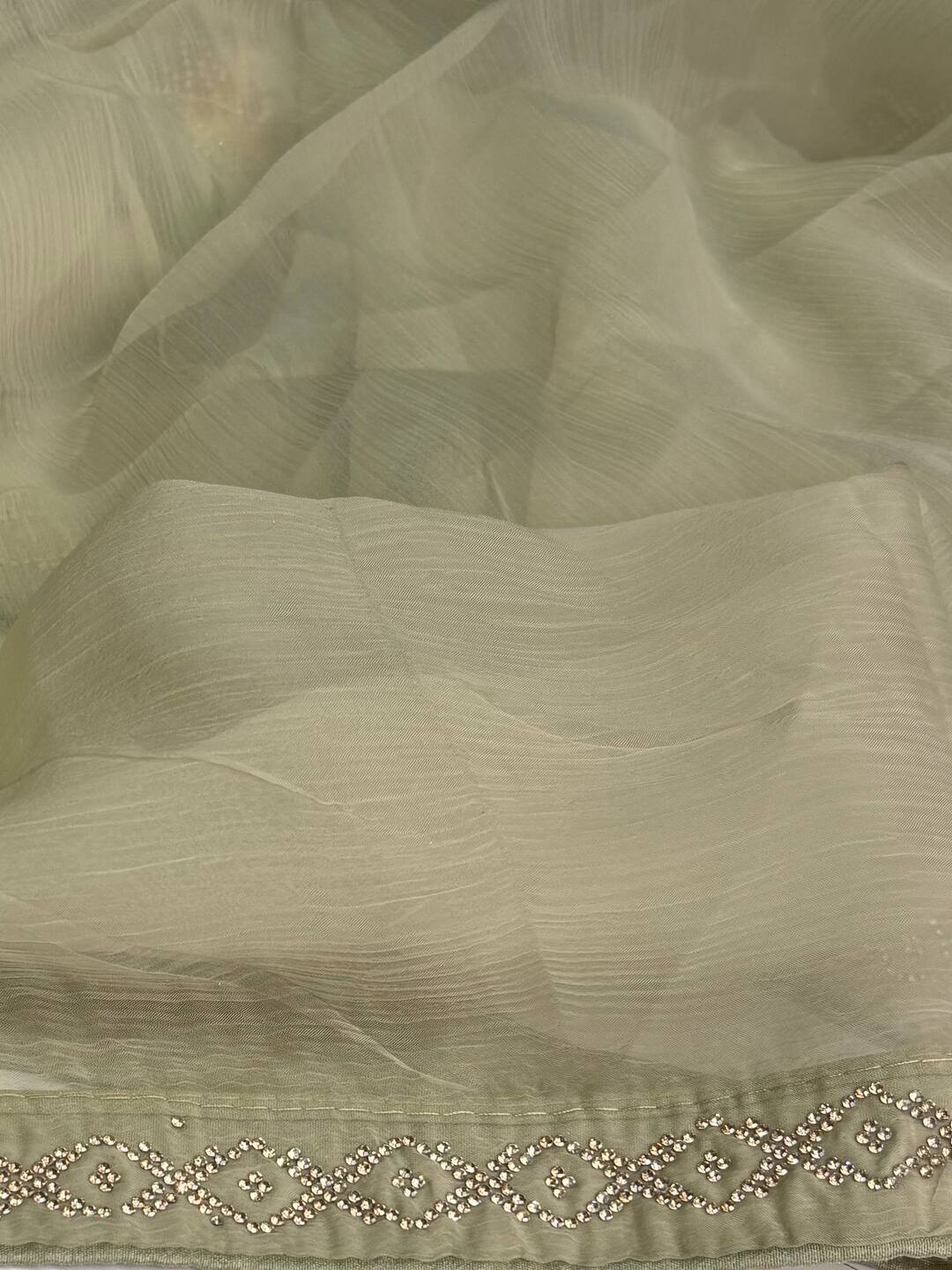 Mint Green Floral Georgette Saree