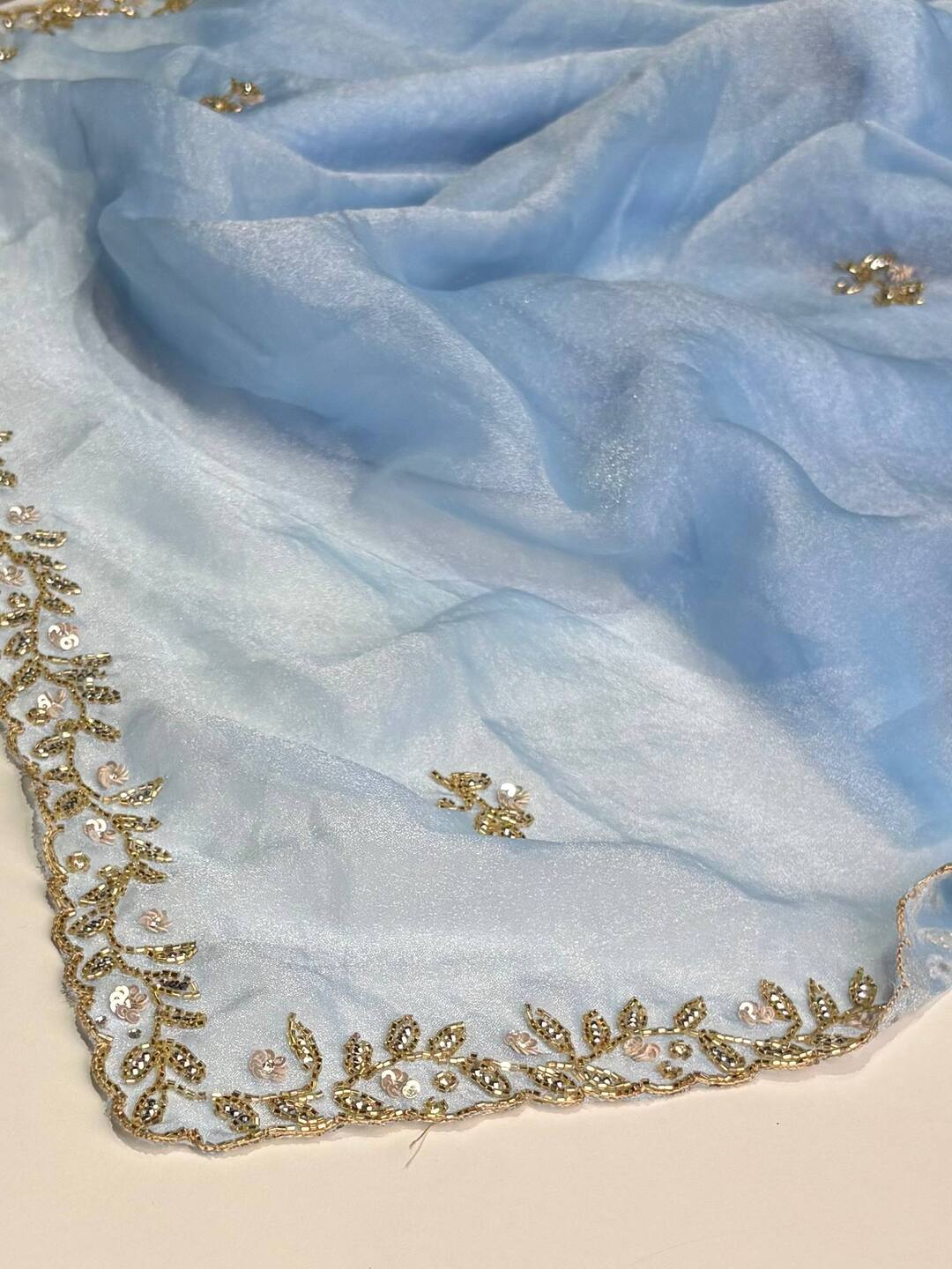 Baby Blue Georgette saree