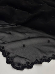 Black Floral Georgette Silk Saree