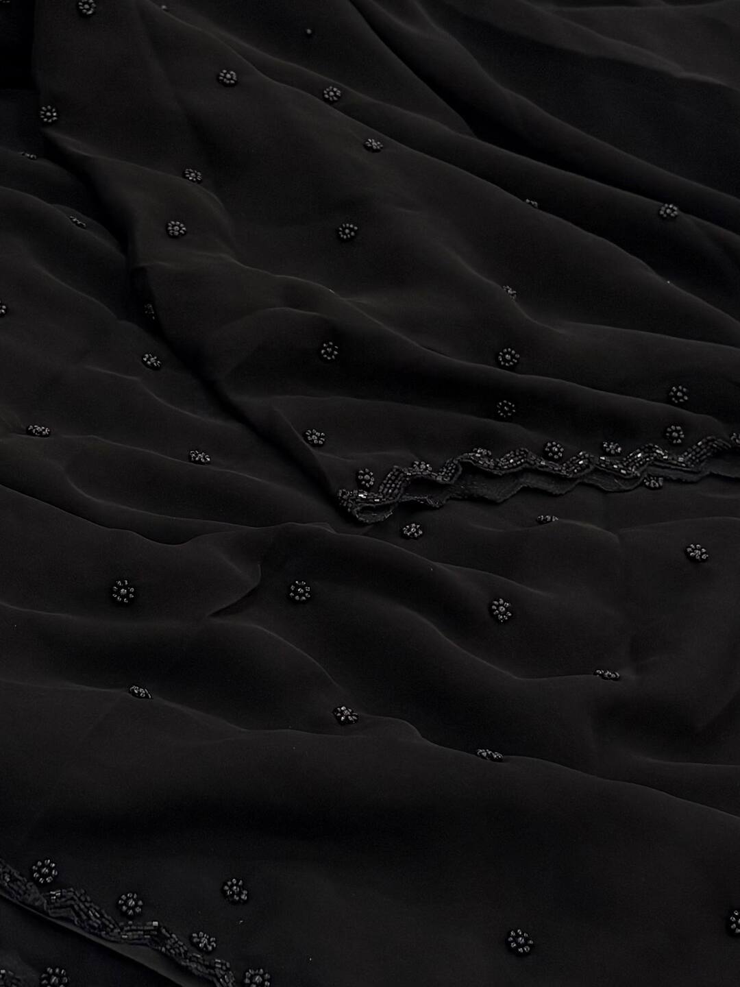 Black Floral Georgette Silk Saree