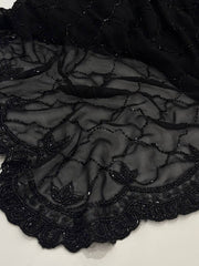 Black Floral Georgette Silk Saree