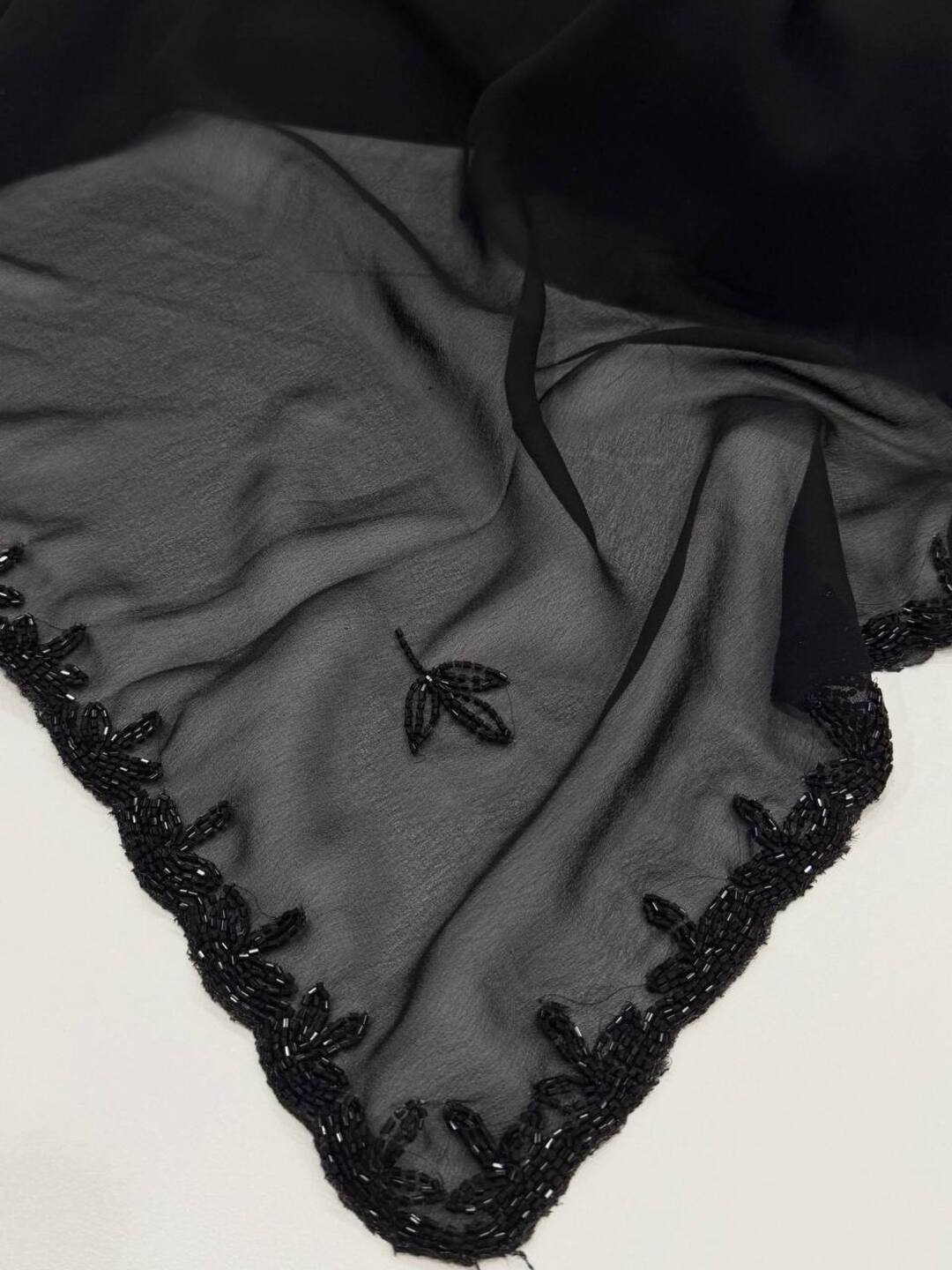 Black Floral Georgette Silk Saree