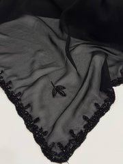 Black Floral Georgette Silk Saree