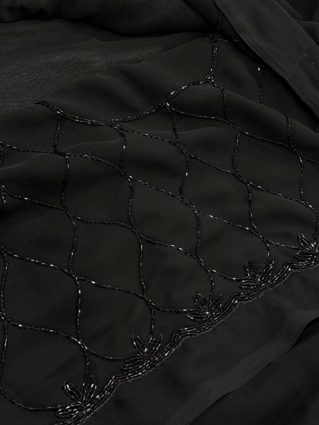 Black Floral Georgette Silk Saree
