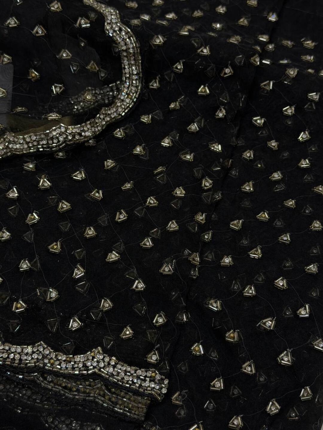 Black Net Georgette Silk Saree