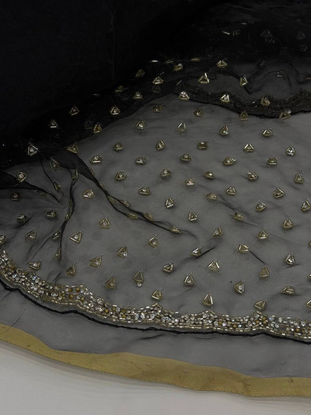 Black Net Georgette Silk Saree