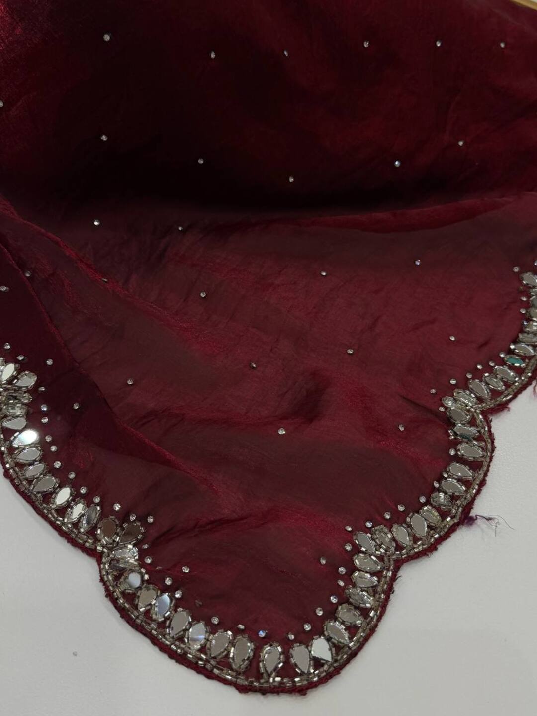Maroon Georgette Silk Saree