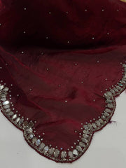 Maroon Georgette Silk Saree