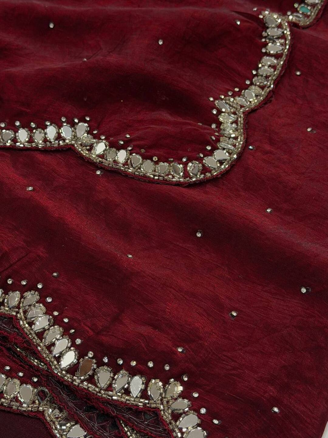 Maroon Georgette Silk Saree