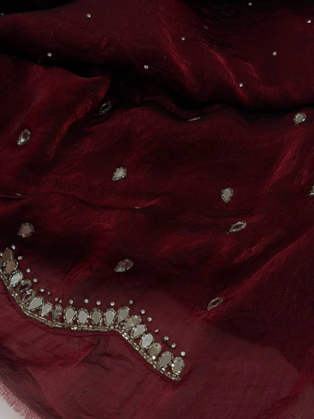 Maroon Georgette Silk Saree