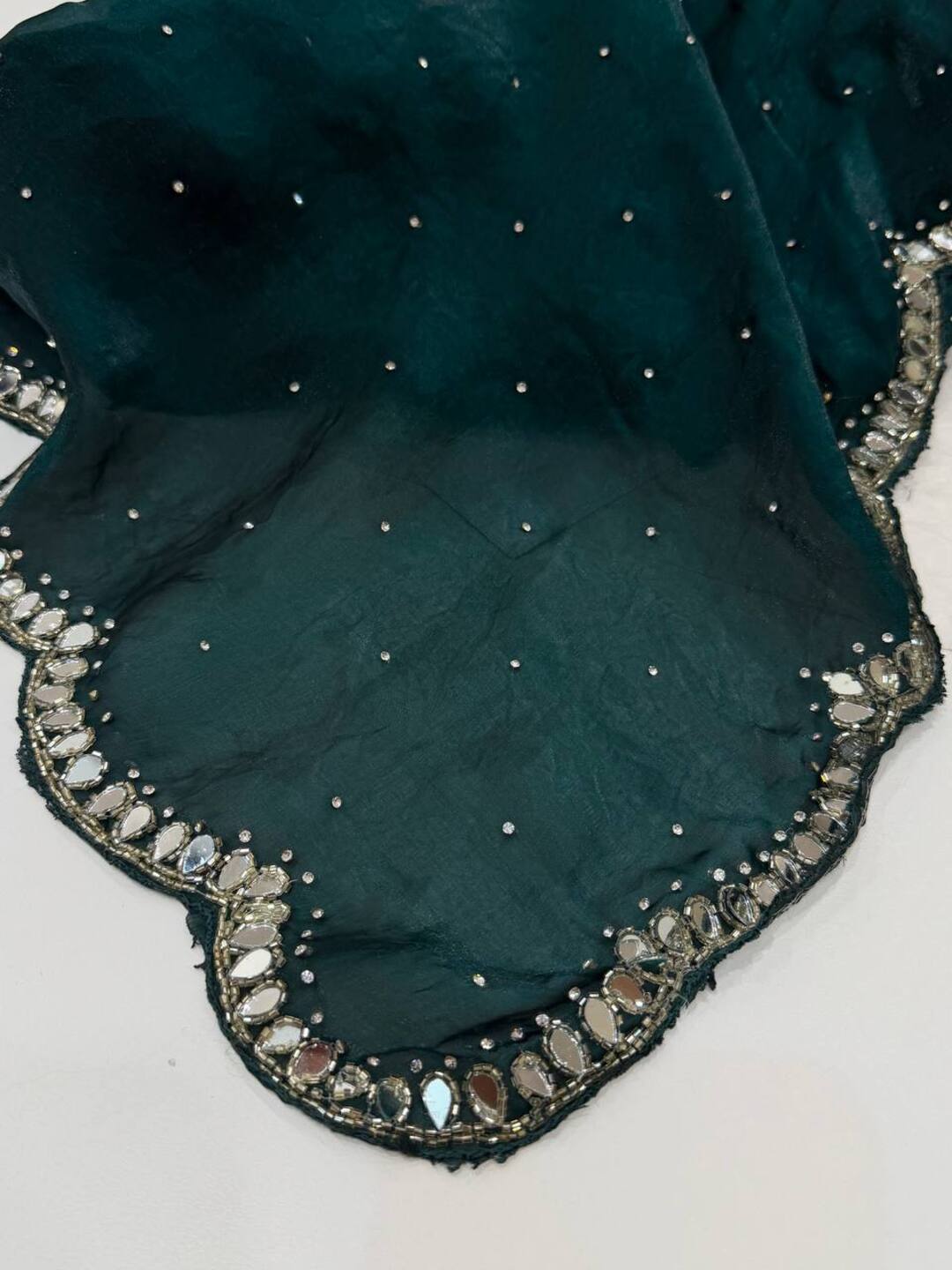 Emerald Green Georgette Silk Saree