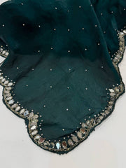 Emerald Green Georgette Silk Saree