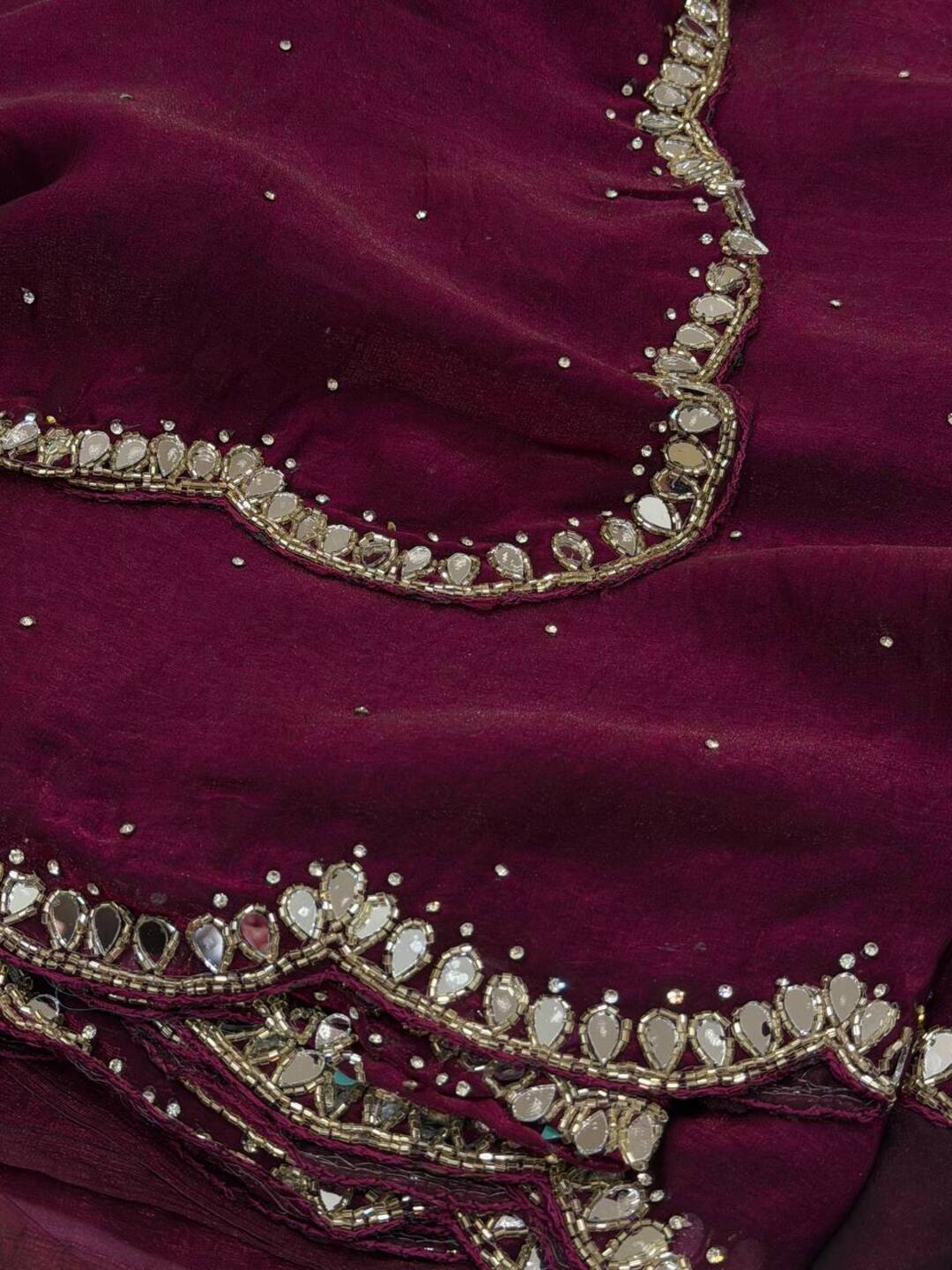 Wine Purple Georgette Silk Saree