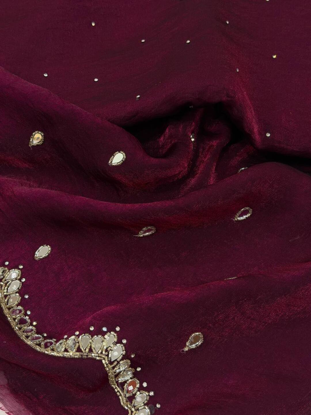 Wine Purple Georgette Silk Saree