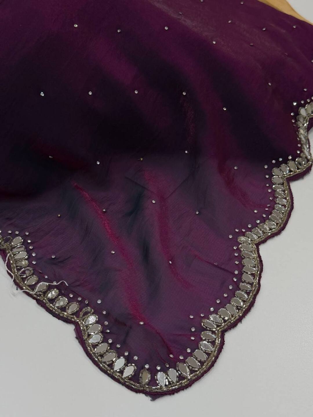 Dual Tone Purple Georgette Silk Saree