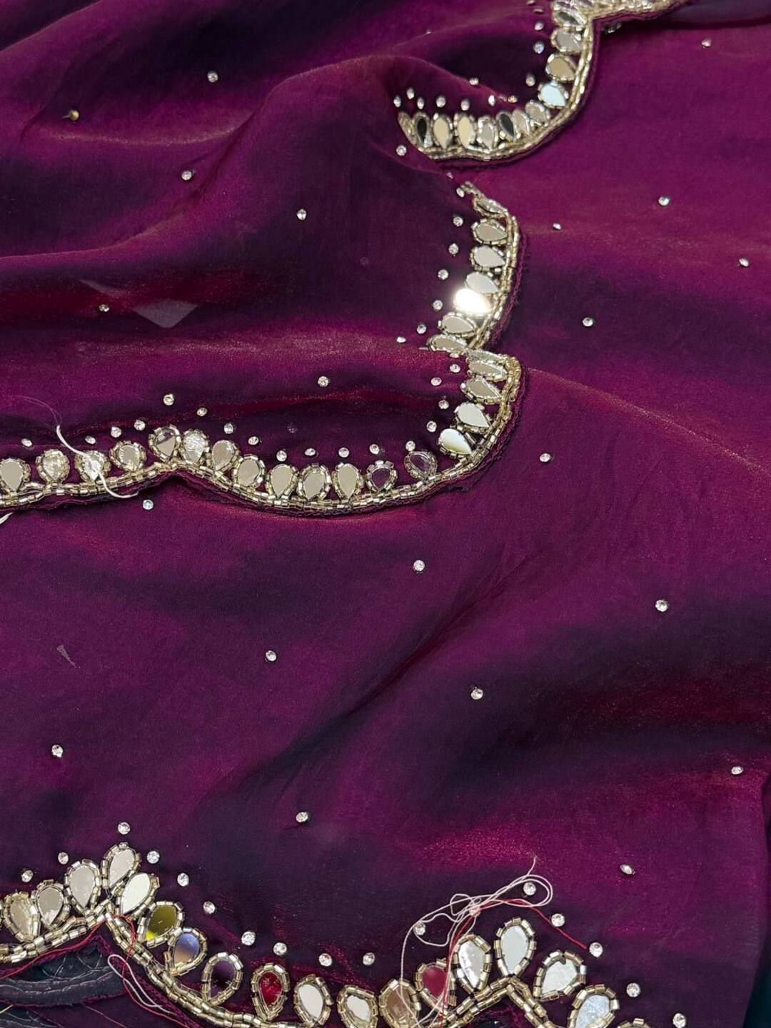 Dual Tone Purple Georgette Silk Saree
