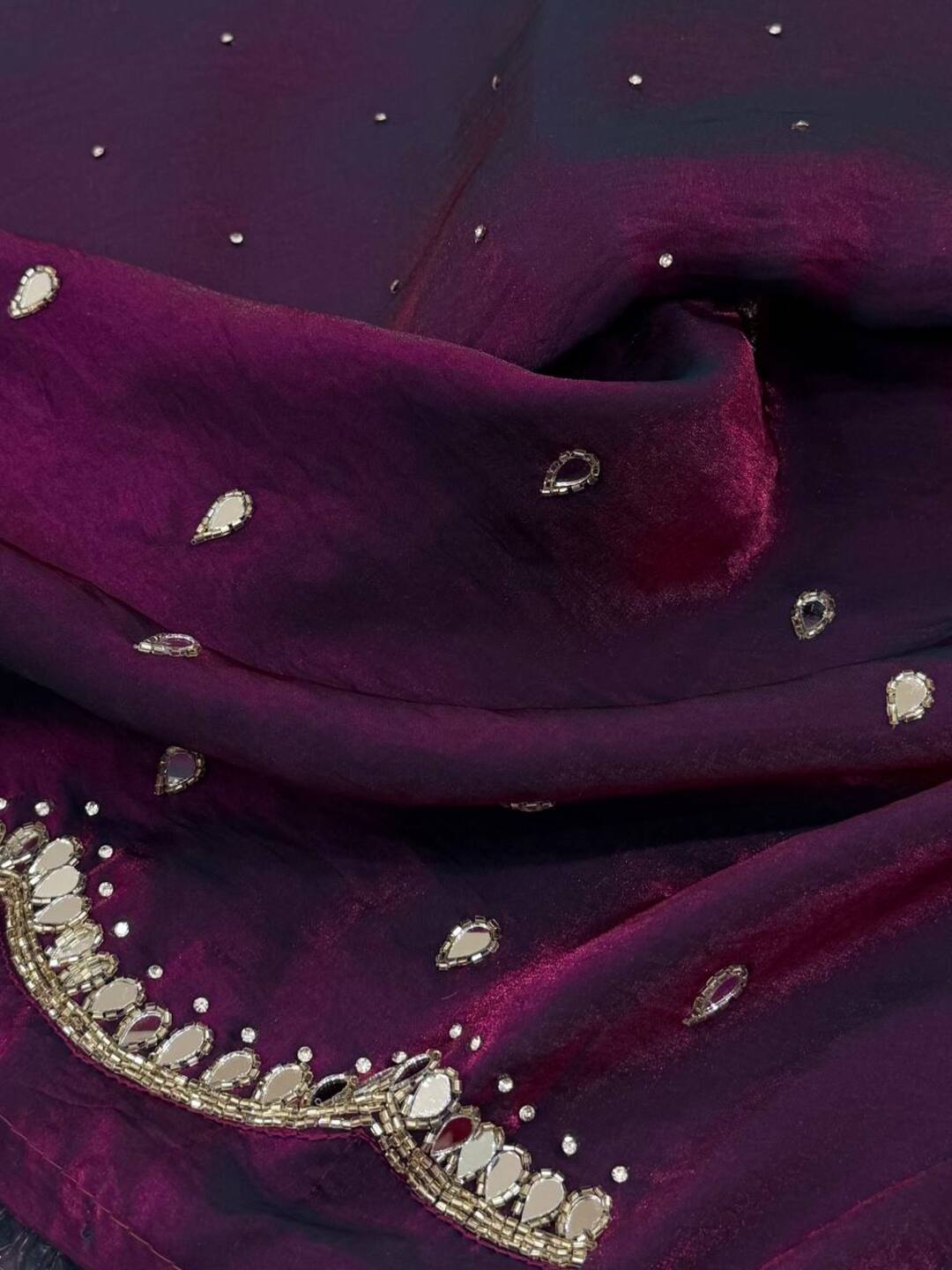 Dual Tone Purple Georgette Silk Saree