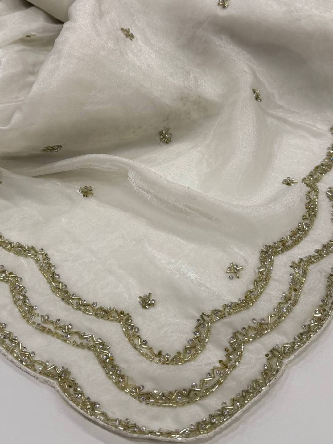 White Georgette Silk Saree