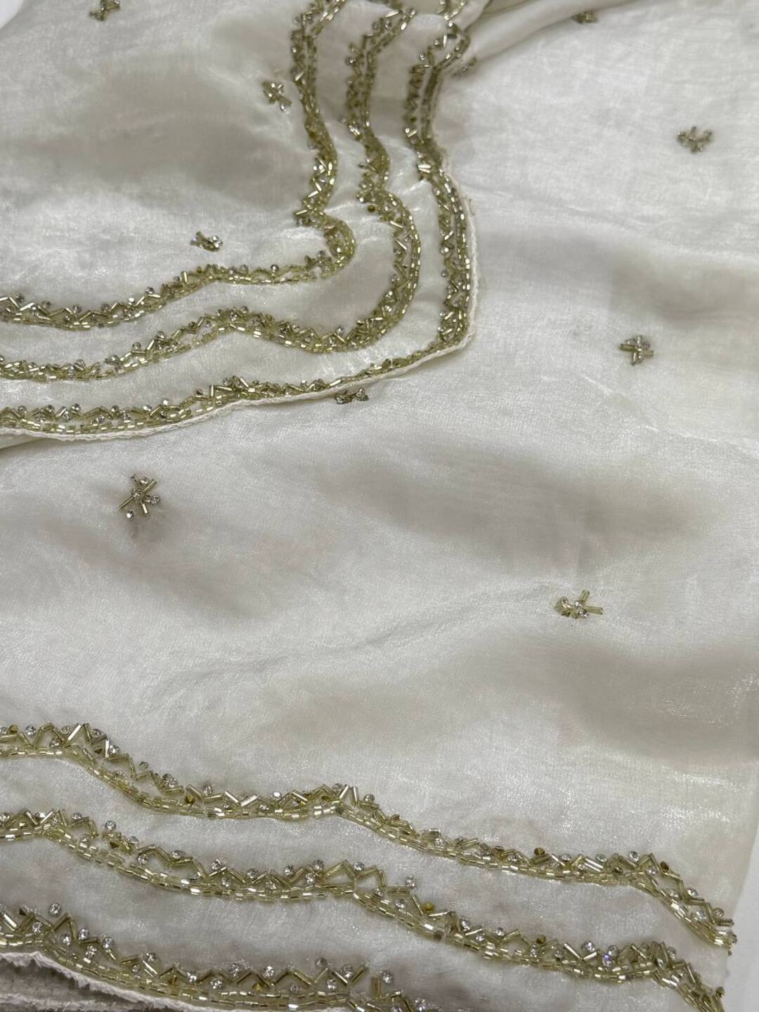 White Georgette Silk Saree