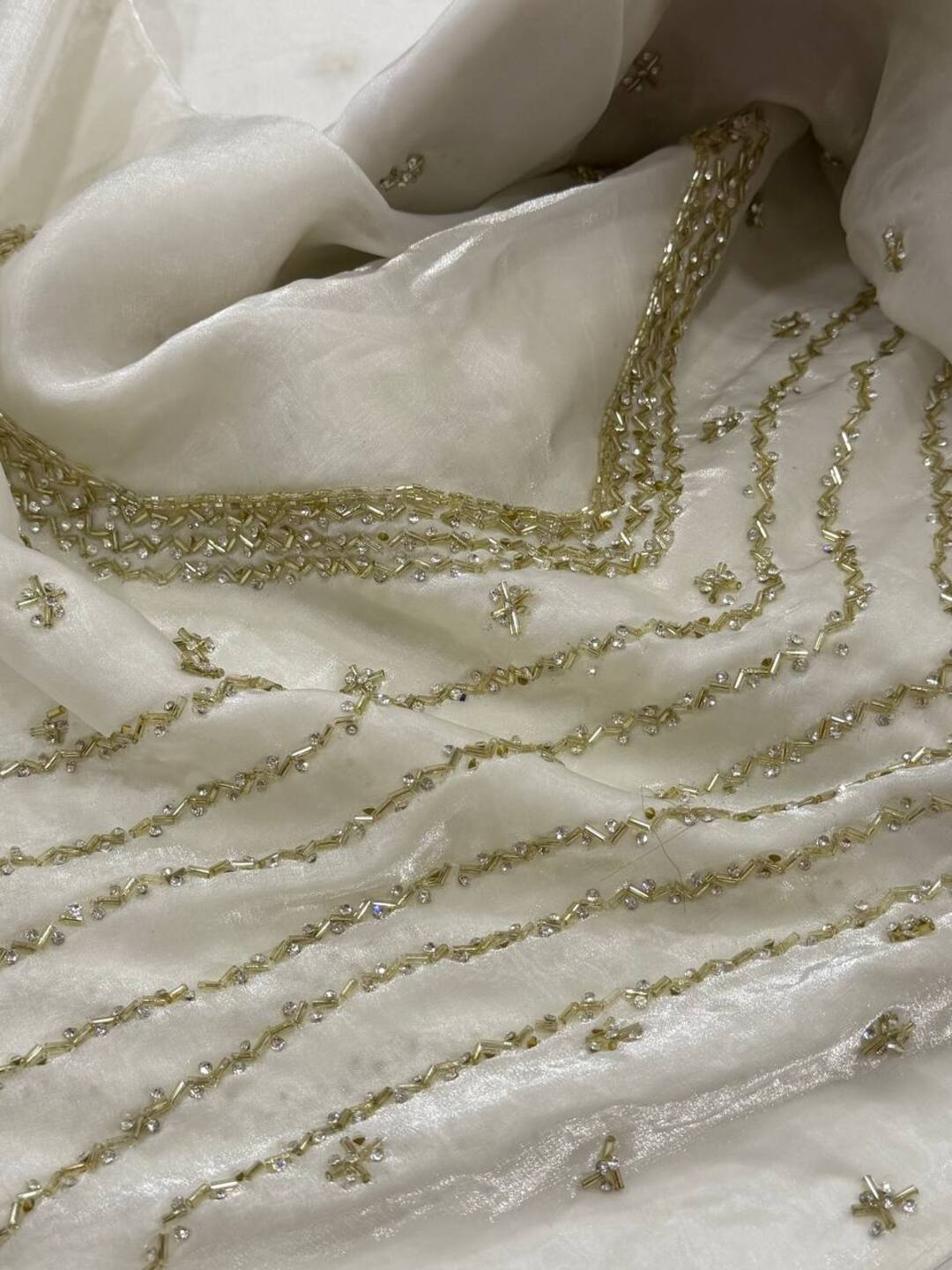 White Georgette Silk Saree