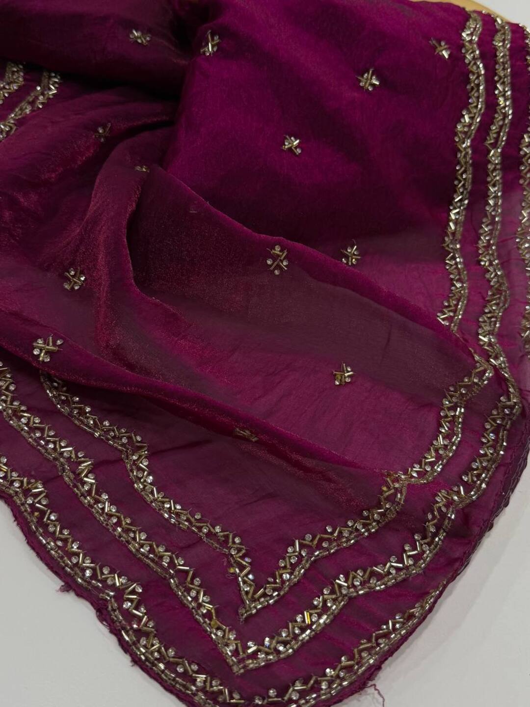 Magenta Purple Georgette Silk Saree