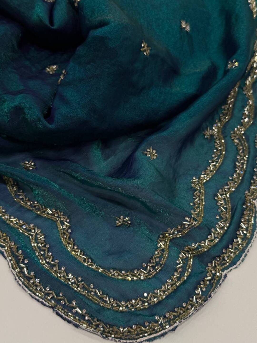 Peacock Blue Georgette Silk Saree
