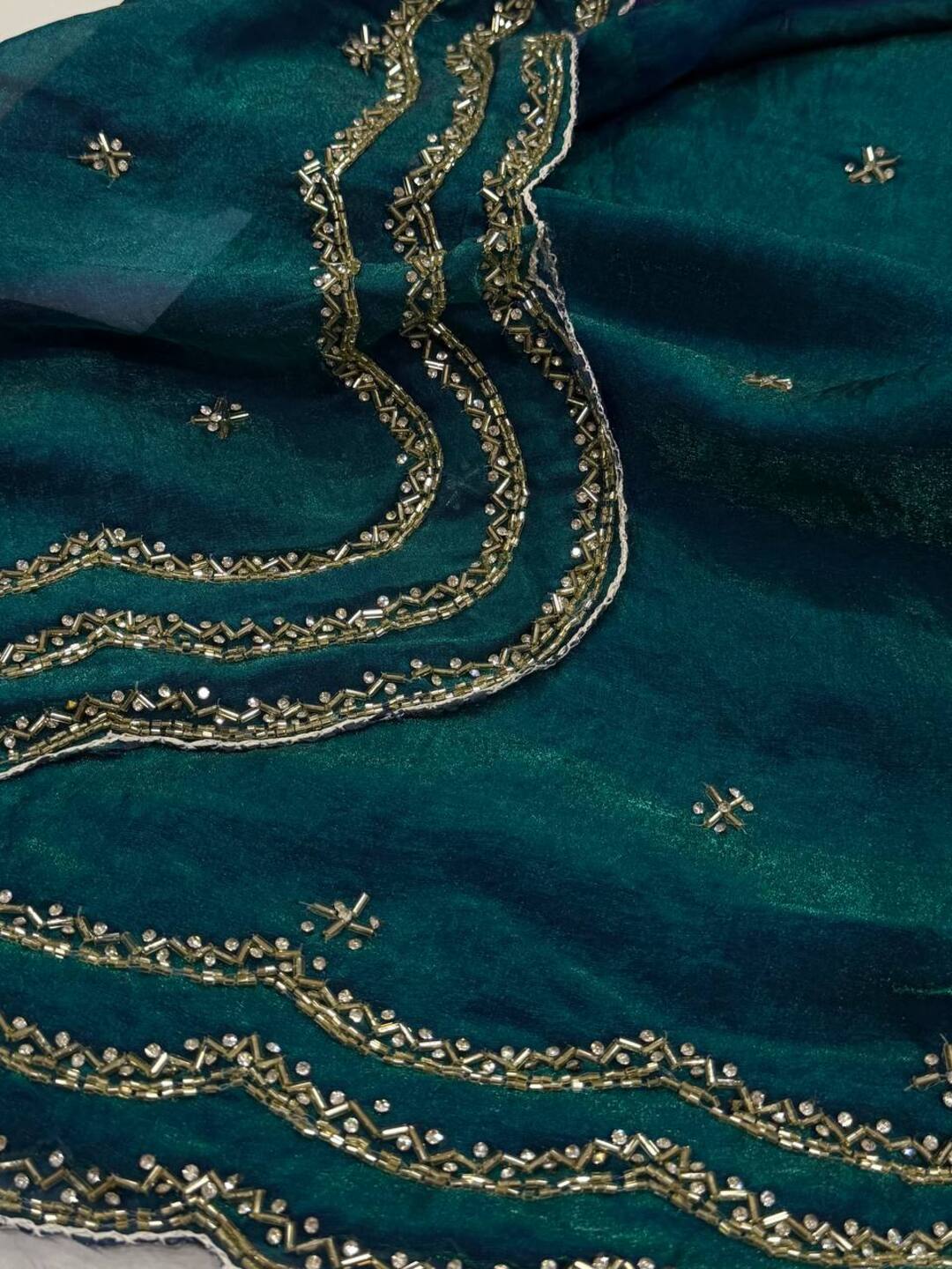 Peacock Blue Georgette Silk Saree