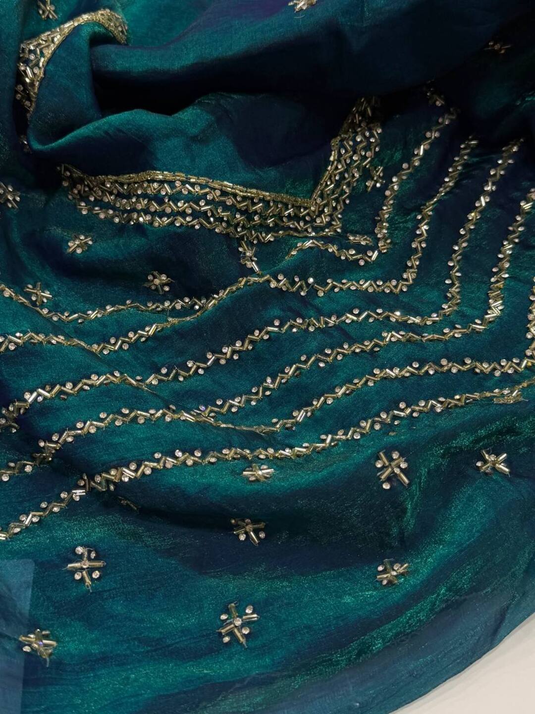 Peacock Blue Georgette Silk Saree
