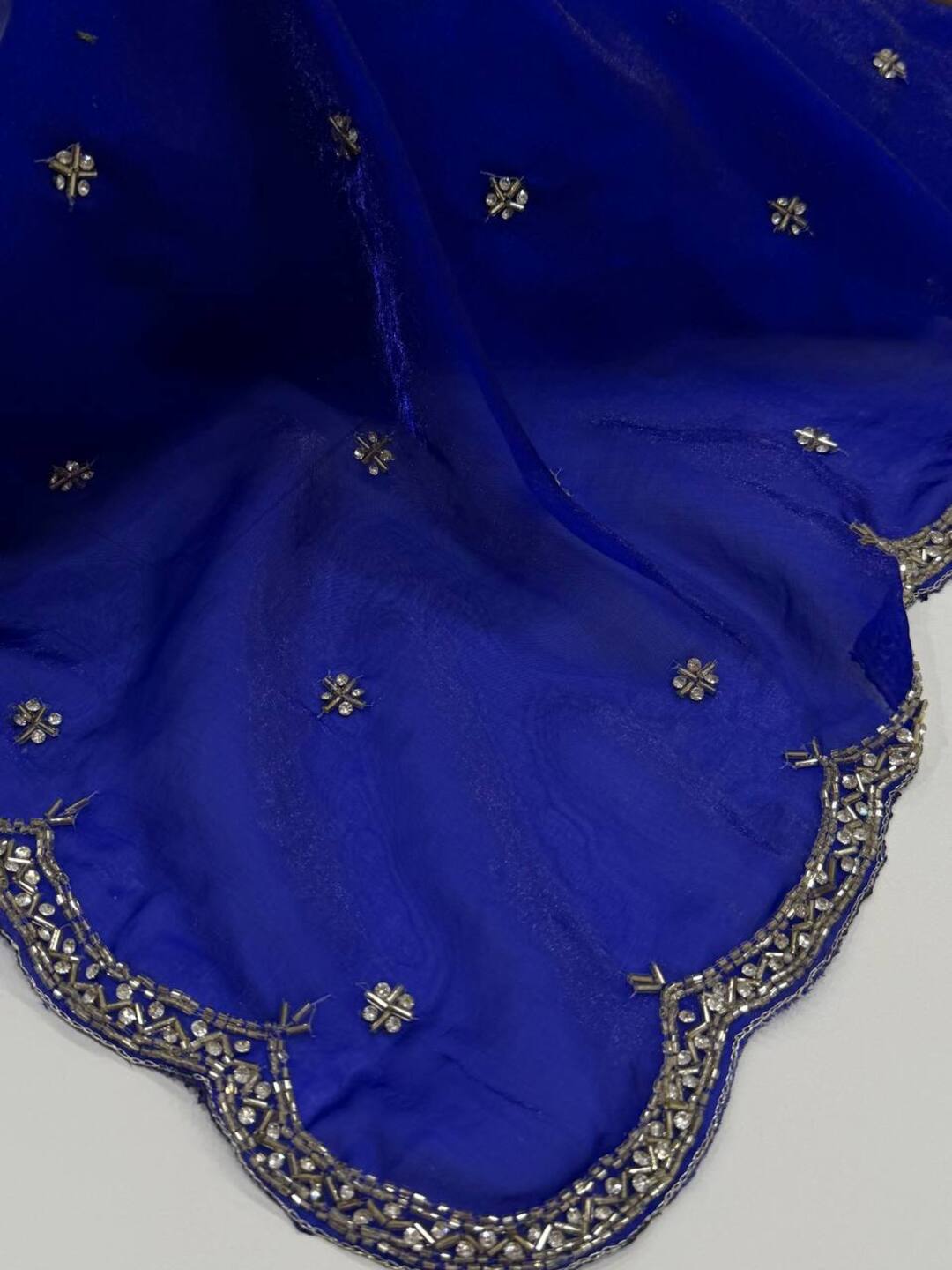 Royal Blue Georgette Silk Saree