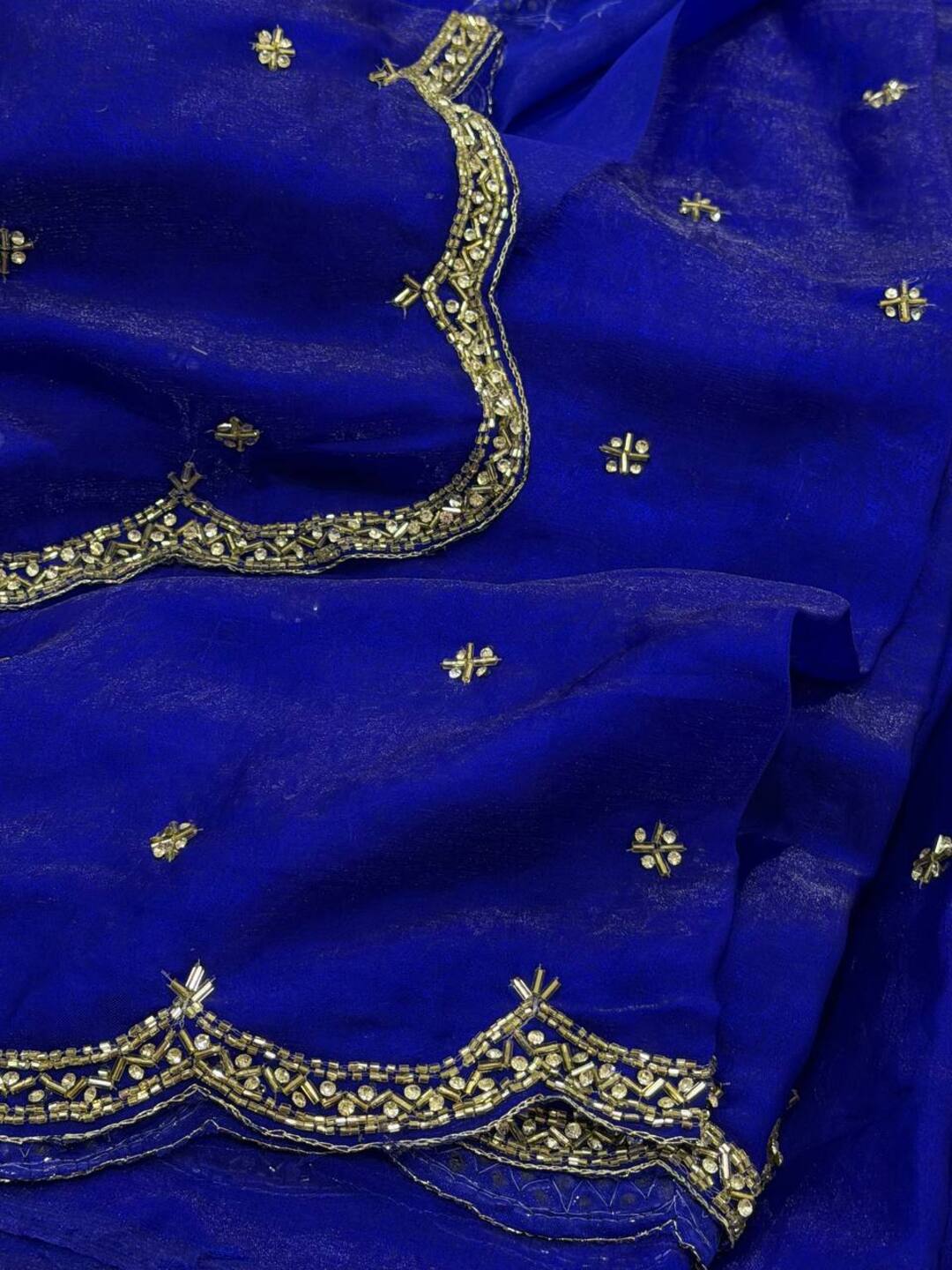 Royal Blue Georgette Silk Saree