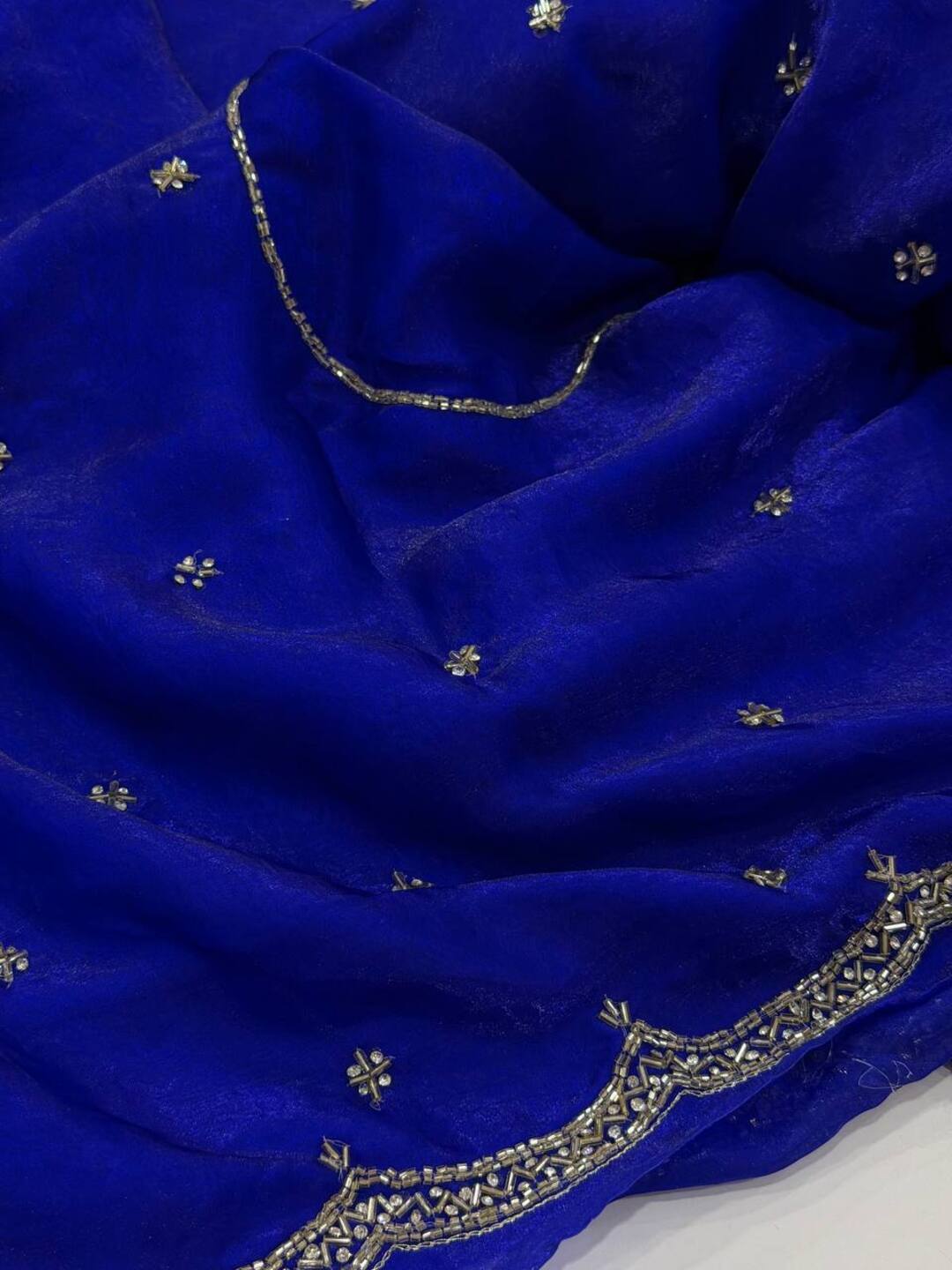 Royal Blue Georgette Silk Saree