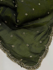 Olive Green Georgette Silk Saree