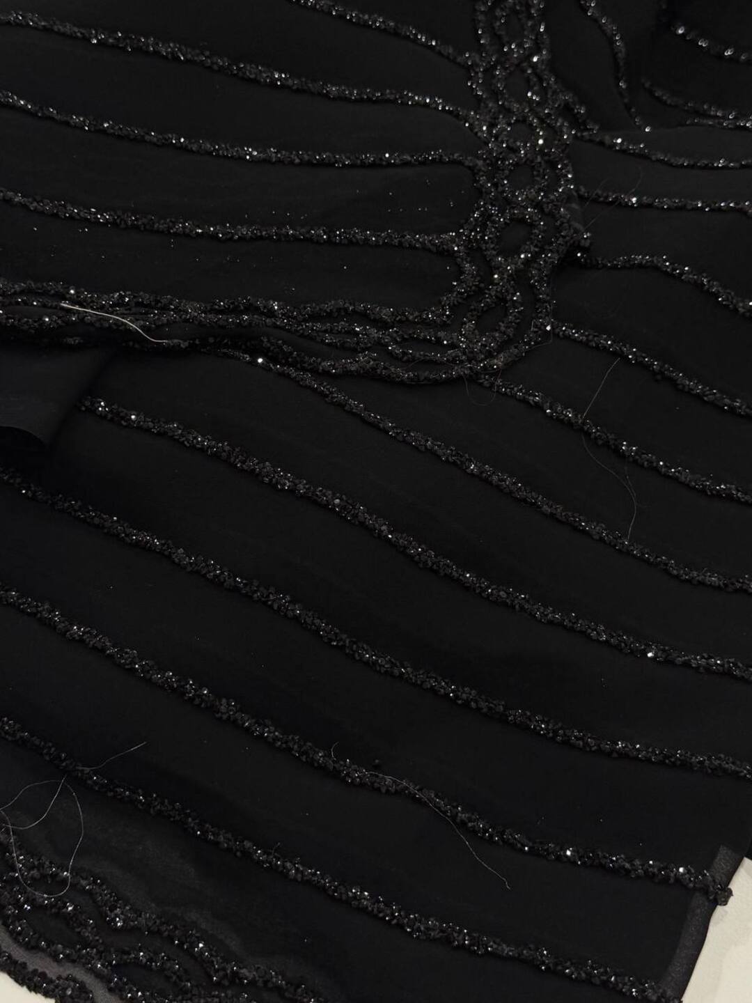 Black Georgette Silk Saree