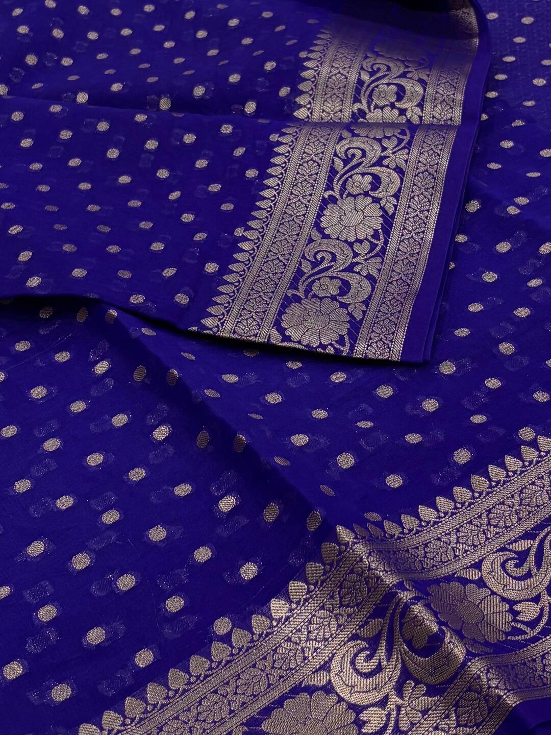 Royal Blue Banaras Cotton Saree