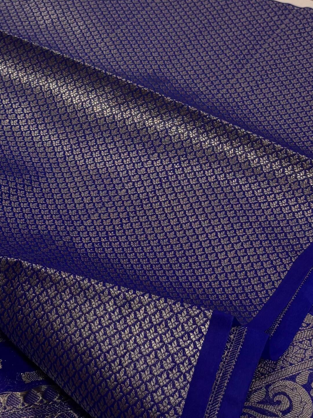 Royal Blue Banaras Cotton Saree