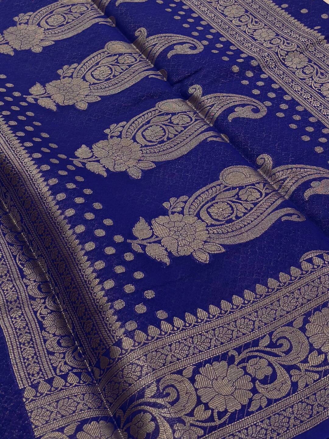 Royal Blue Banaras Cotton Saree