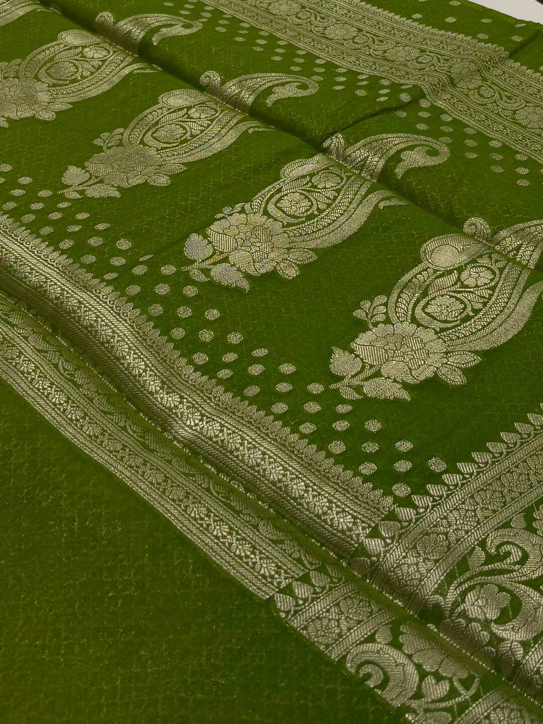 Apple Green Banaras Cotton Saree