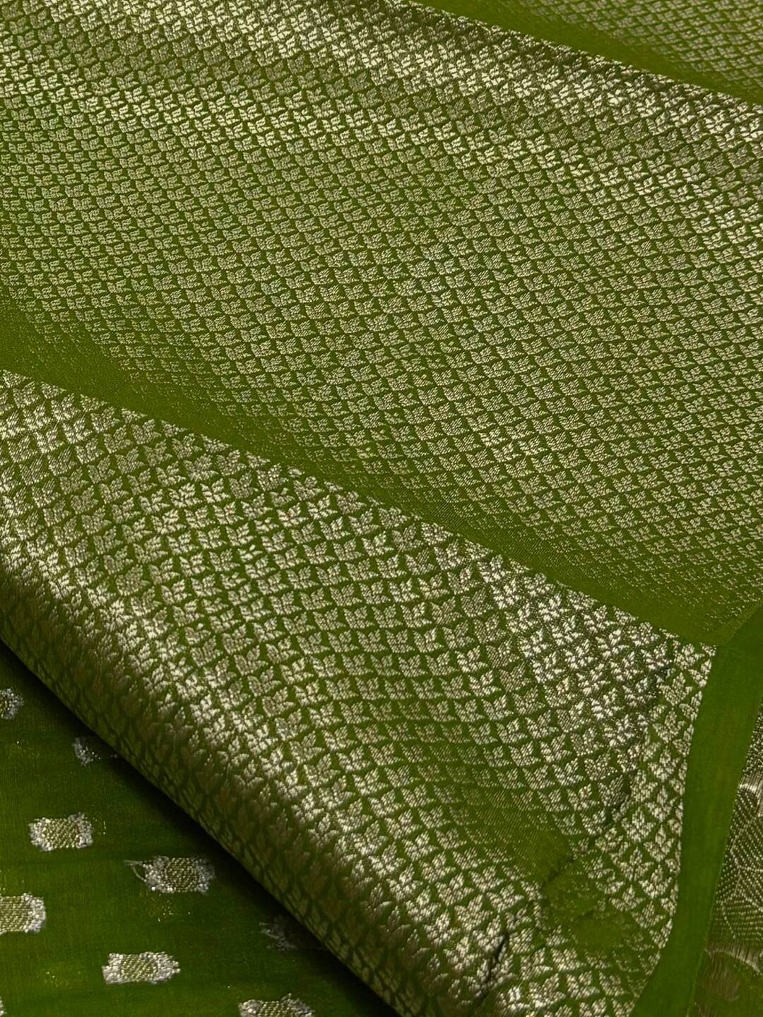Apple Green Banaras Cotton Saree