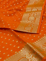 Orange Banaras Cotton Saree