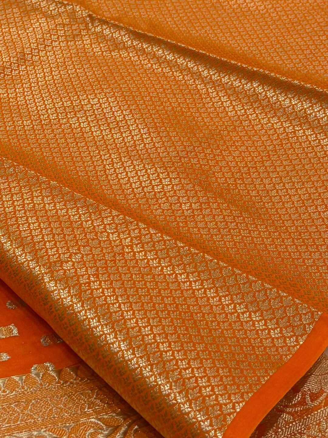 Orange Banaras Cotton Saree