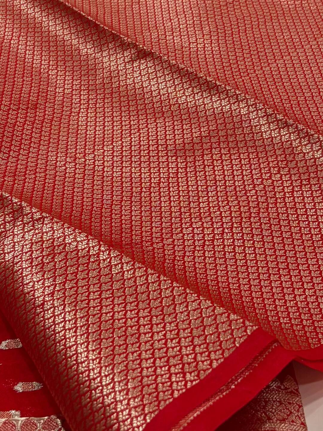 Chili Red Banaras Cotton Saree