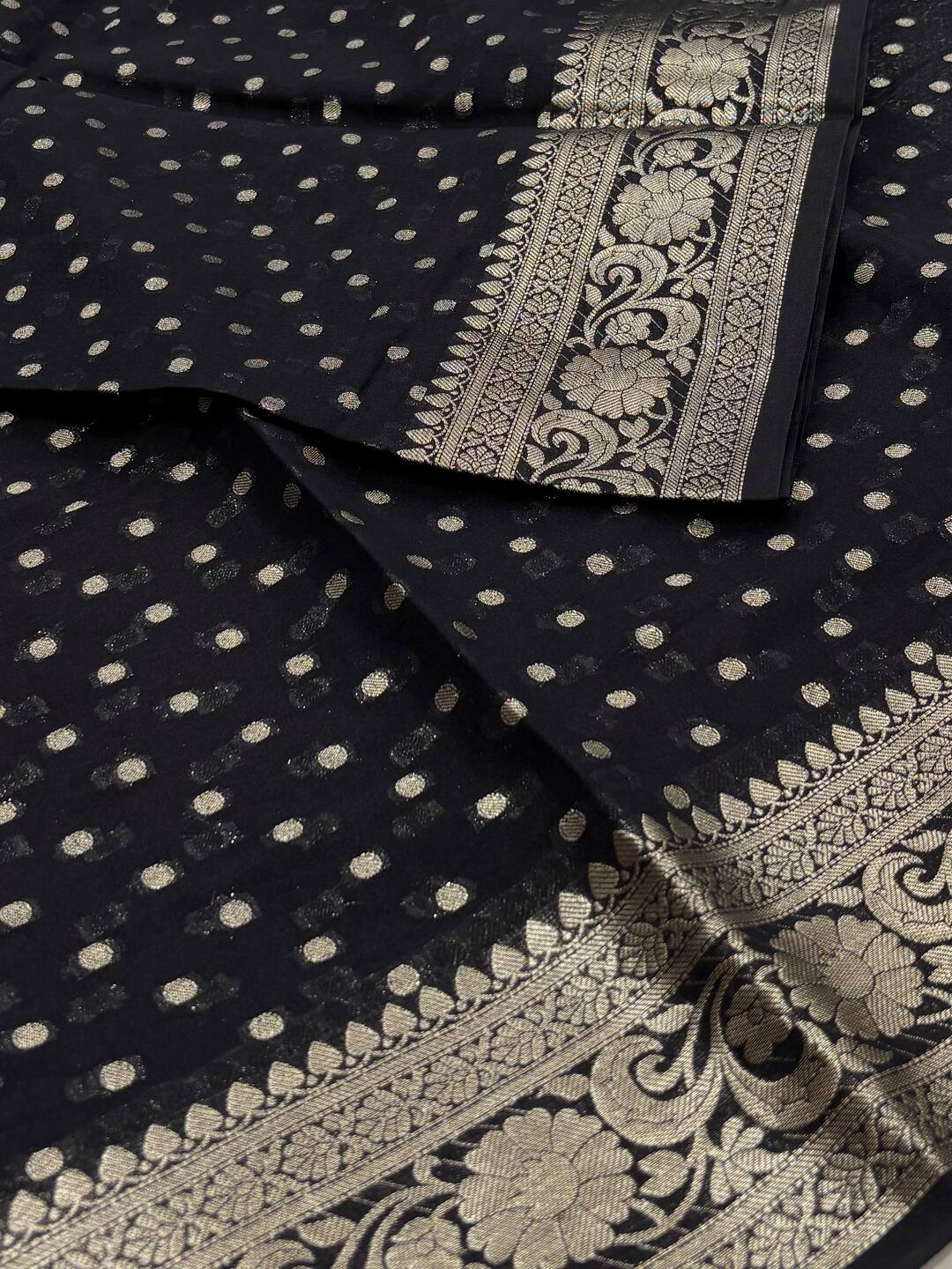 Black Banaras Cotton Saree