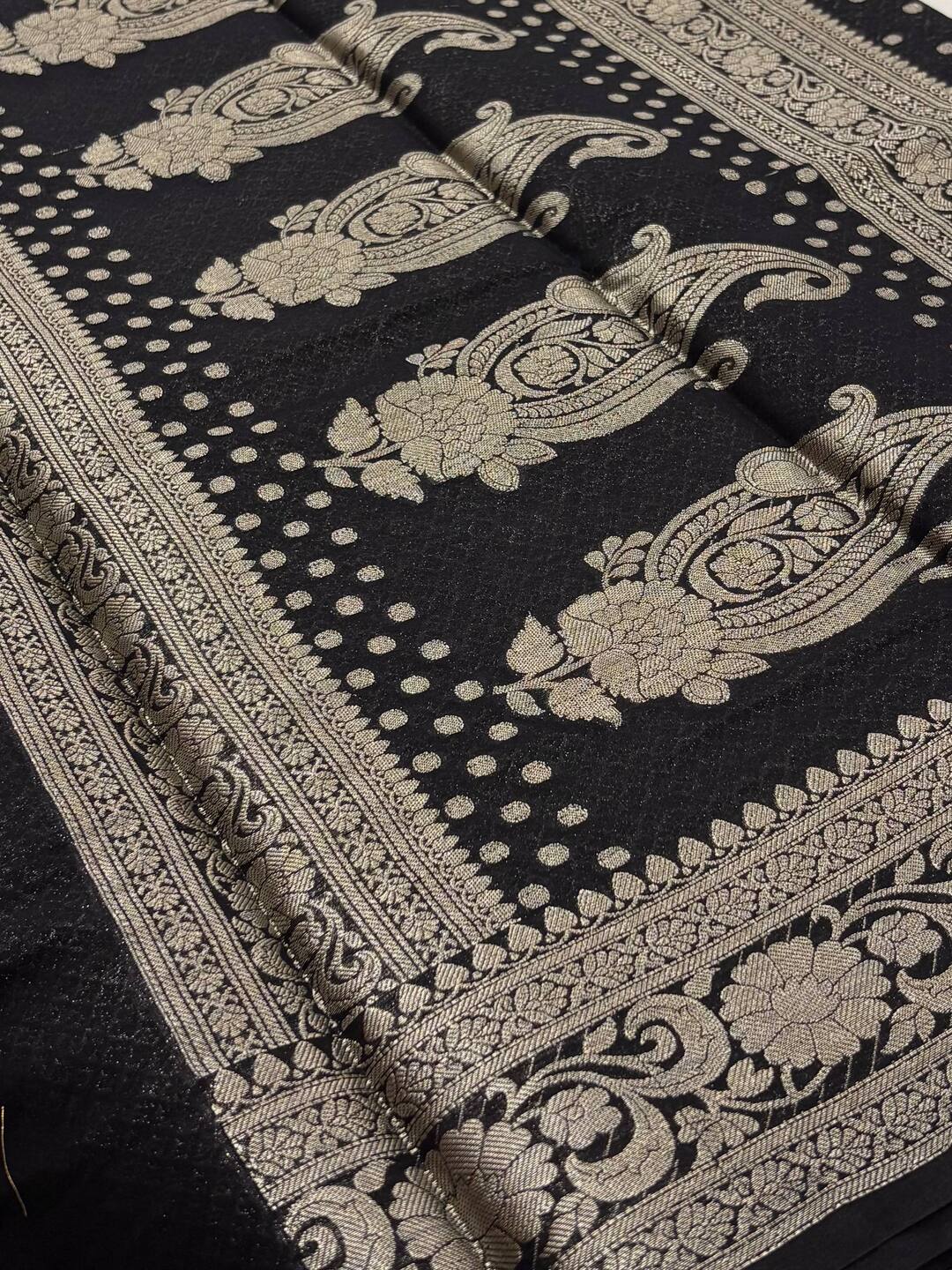 Black Banaras Cotton Saree