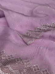 Lavender Purple Georgette saree