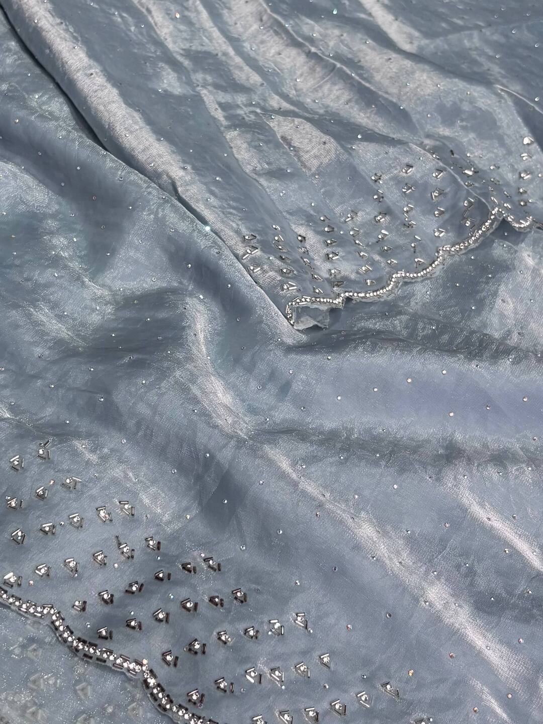 Dusty Blue Georgette saree